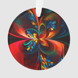 Moderne Floral Abstrait Art Orange Bleu Motif #14