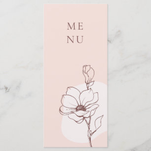 Moderne Floral Bohême Rose Menu Mariage