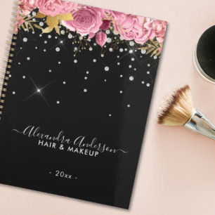 Moderne floral botanique rose diamants paillettes