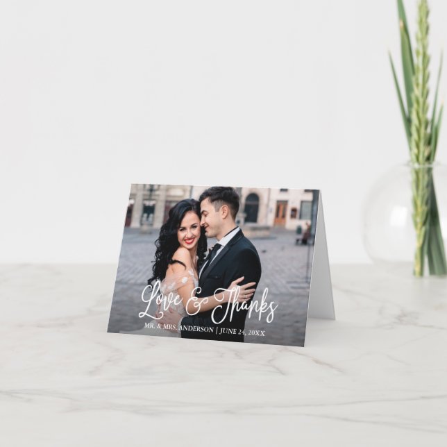 Moderne Fun Calligraphie Amour Merci Mariage Note (Devant)