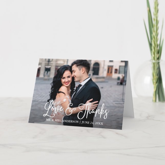 Moderne Fun Calligraphy Love Merci Mariage Pold (Devant)