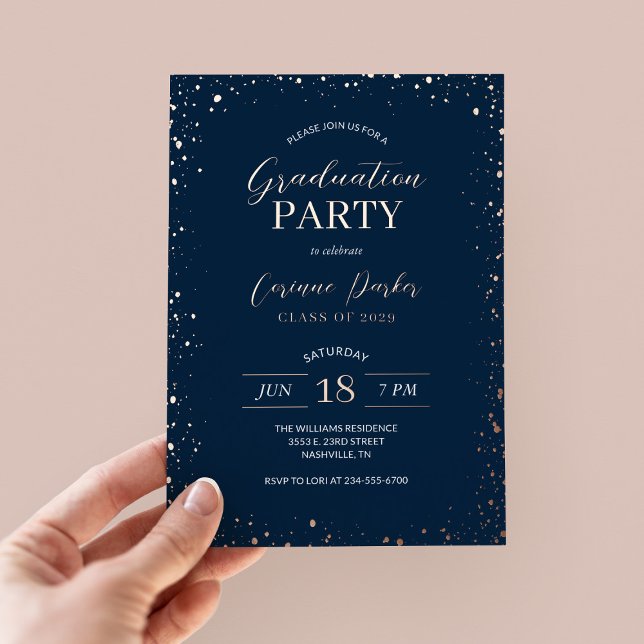 Moderne Glitz Graduation Party Foil Invitation (Créateur téléchargé)
