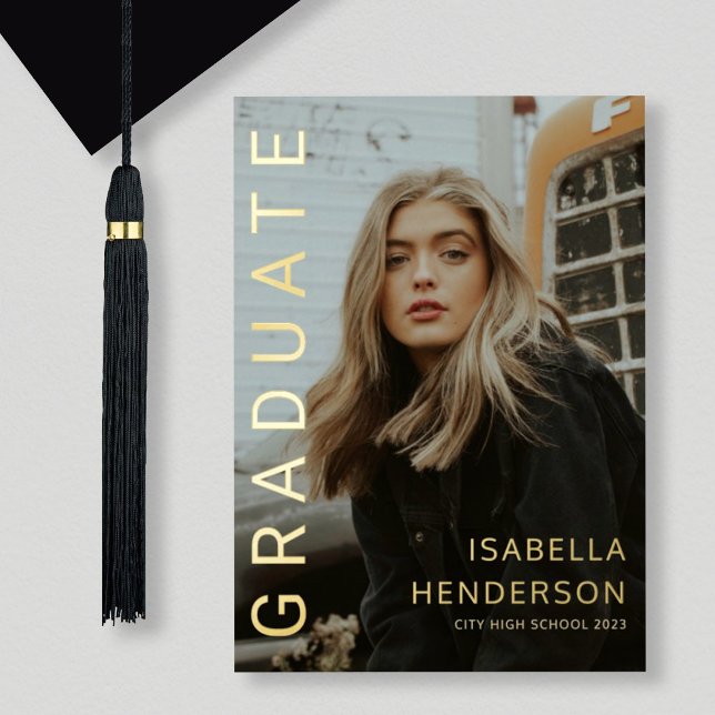 Moderne Gold Foil 2 Photo Graduation Faire-part (Créateur téléchargé)