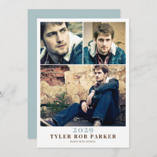 Moderne Graduation minimale 3 Faire-part photo