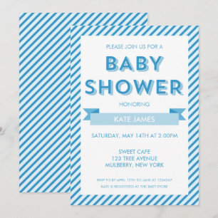 Moderne Grandes Bleu Baby shower Invitation