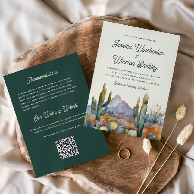 Moderne Green Desert Cactus Faire-part de mariage (Créateur téléchargé)