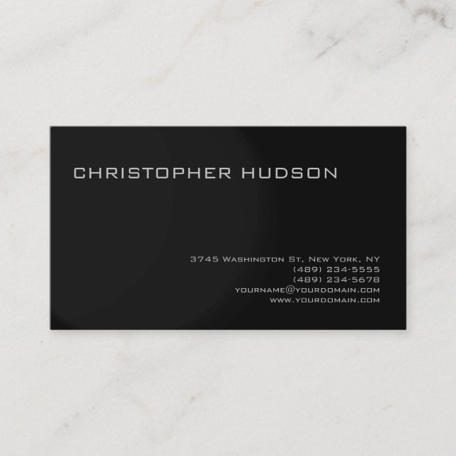 Moderne Gris Noir Simple Carte de visite simple (Devant)