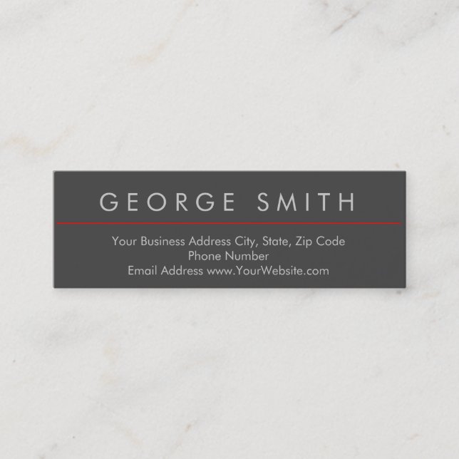 Moderne Gris Rouge Simple Carte de visite simple (Devant)