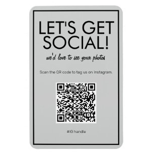 Moderne Gris Social Média QR Code Magnet