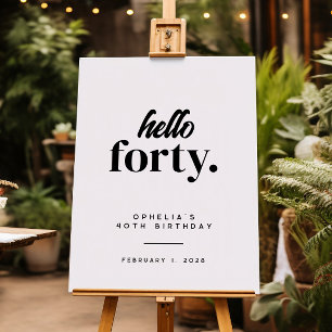 Moderne Hello Quarante Affiche de bienvenue d'anni