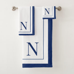 Moderne initiale de monogramme bleu marine blanc