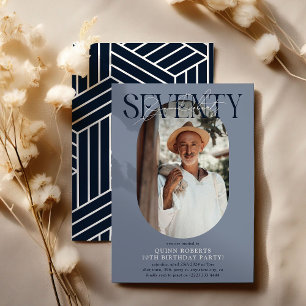 Moderne invitation de 70 ans avec photo et signatu