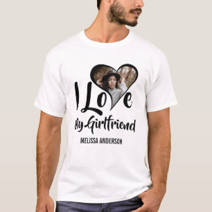 Moderne J'aime ma petite amie   T-shirt photo coeu