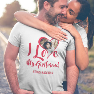 Moderne J'aime ma petite amie   T-shirt photo coeu