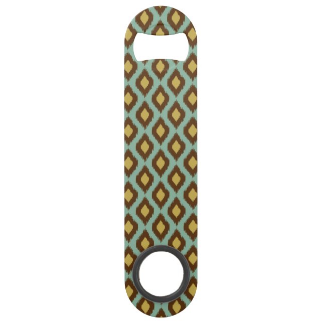 Moderne jaune bleu d'ikat tribal moderne (Devant)