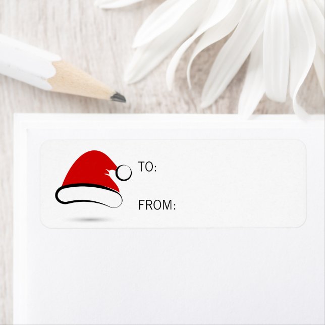 Moderne Joyeux Noël Santa Hat Cadeau Étiquette (En situation)