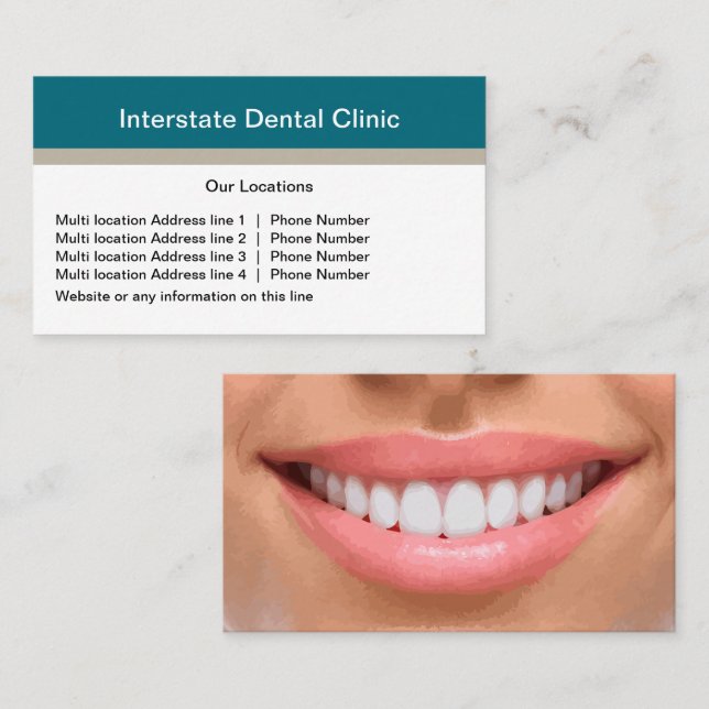 Moderne Lieu multiple Cartes de visite dentistes (Devant / Derrière)
