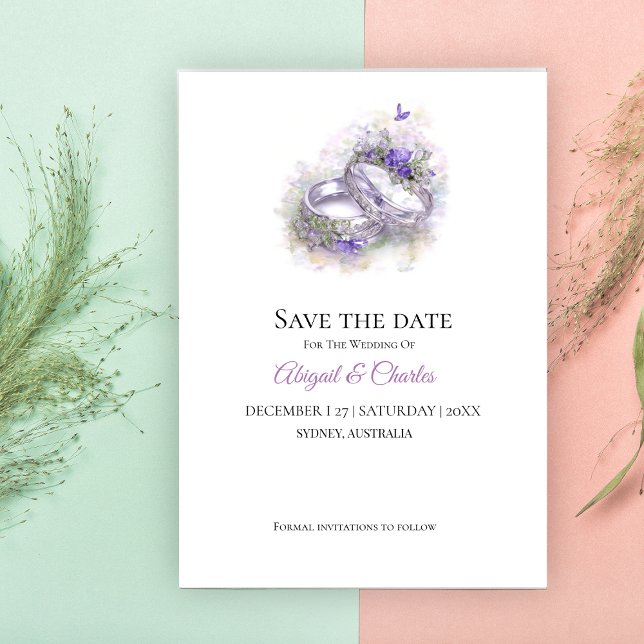 Moderne lilac enregistrer la carte d'invitation de (Créateur téléchargé)