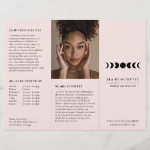 Moderne Lune rose Phases Élégante Brochure Tri-fol