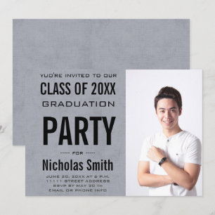 MODERNE MALE GRAD BLUE GRADUTY INVITATION