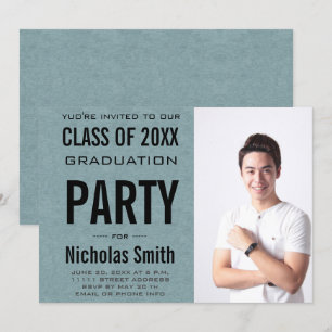 MODERNE MALE GRAD BLUE GRADUTY INVITATION