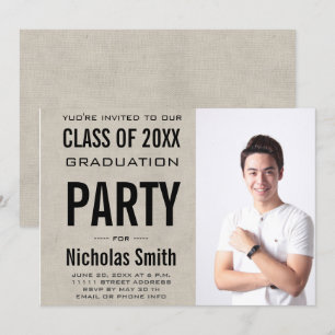 MODERNE MALE GRAD GRAY GRAY INVITATION FÊTE