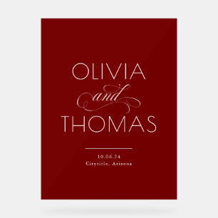 Moderne Mariage Minimaliste Rouge Bourgogne de Bie