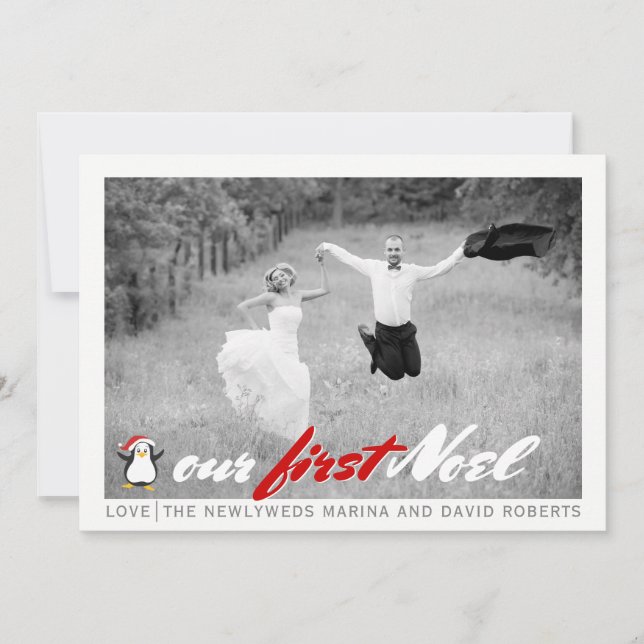 Moderne mariée - carte photo plat rouge de Noël (Devant)
