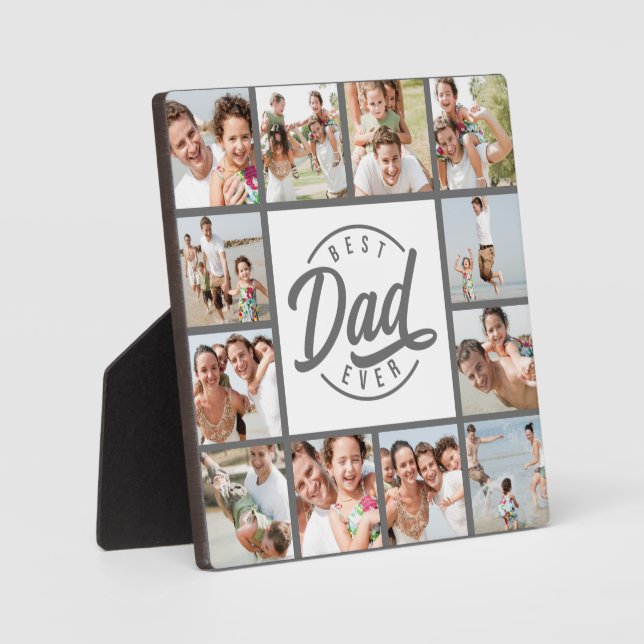 Moderne Meilleur Papa Ever 12 Photo Collage Plaque (Recto)