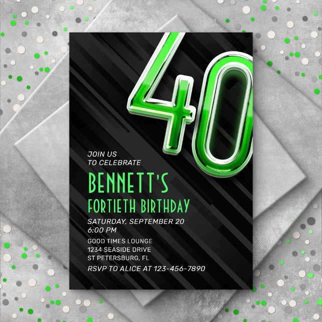 Moderne Mens 40e anniversaire Invitation (Créateur téléchargé)
