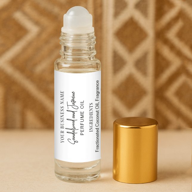Moderne minimal 10ml Étiquettes de bouteille à rou (Minimalist modern perfume oil roller bottle wraparound label)