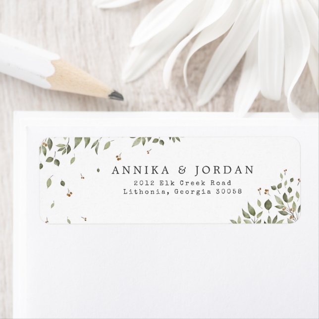 Moderne minimal de verdure bio Adresse Mariage (En situation)