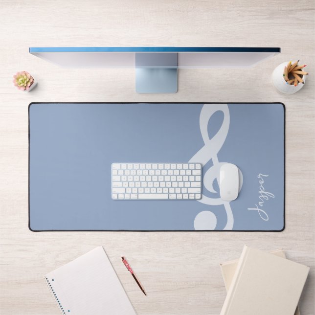 Moderne Minimal Pastel Bleu Musique Symbole Nom (Bureau 1)