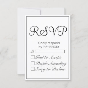 Moderne Minimaliste Blanc Noir RSVP