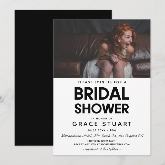 Moderne minimaliste douche nuptiale invitation pho (Devant / Derrière)