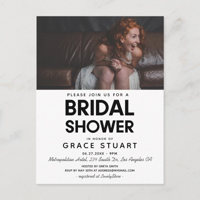 Moderne minimaliste douche nuptiale invitation pho (Devant)