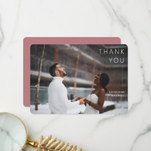 Moderne minimaliste Dusty Rose Mariage Photo Merci