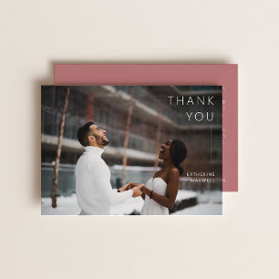 Moderne minimaliste Dusty Rose Mariage Photo Merci