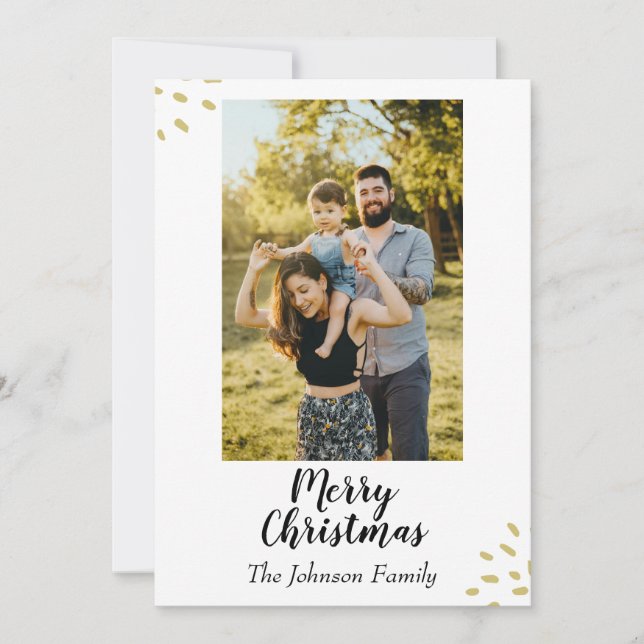 Moderne minimaliste Golden Holiday Carte photo (Devant)