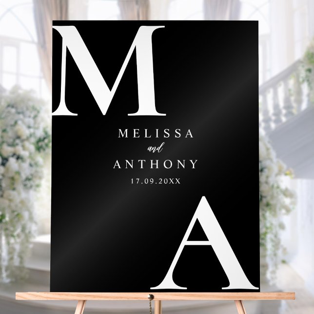 Moderne minimaliste Mariage noir et blanc (Créateur téléchargé)