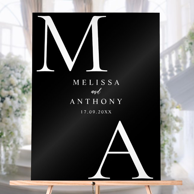 Moderne minimaliste Mariage noir et blanc (Créateur téléchargé)