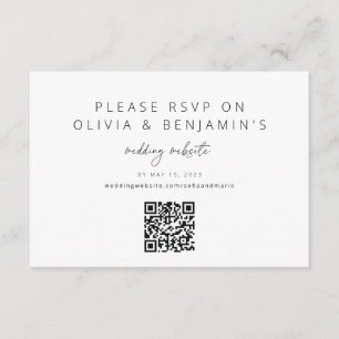Moderne minimaliste QR Code RSVP Mariage carte