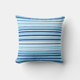 Moderne Monochrome Bleu Rayures Lancer Oreiller