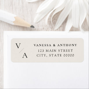 Moderne Monogram Ivory Mariage Adresse de retour