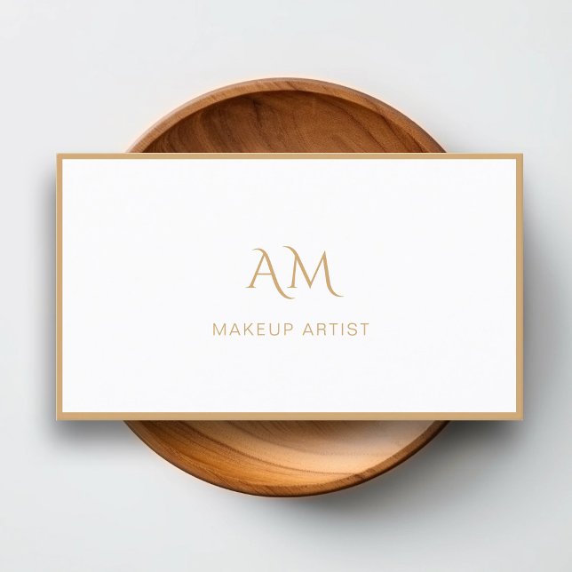 Moderne, Monogramme, Blanc, Carte de visite Brown  (Créateur téléchargé)