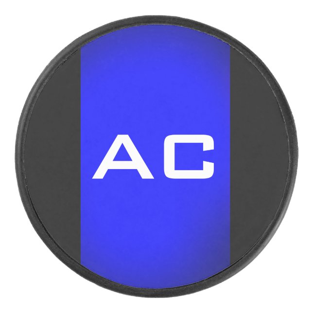 Moderne Monogramme Bleu Plaine Noire (Devant)