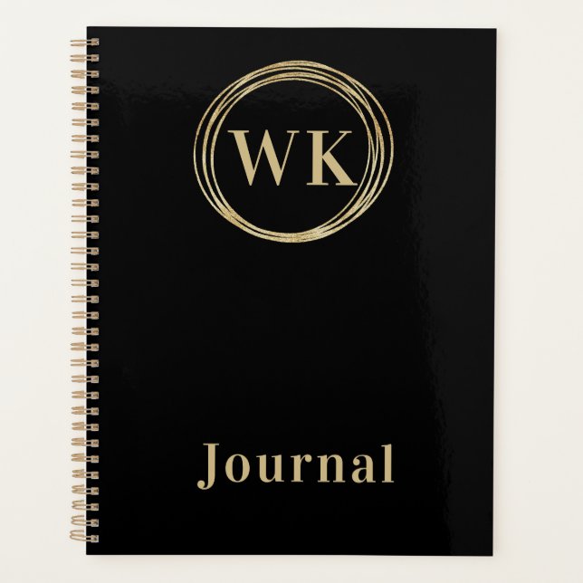 Moderne Monogramme Journal Black Gold (Devant)
