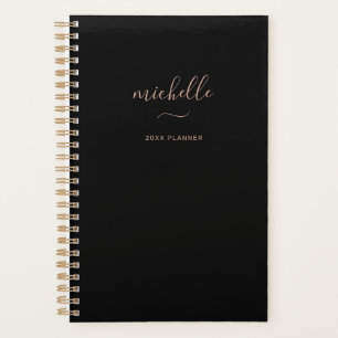 Moderne Monogramme Noir Or Script Mensuel Hebdomad
