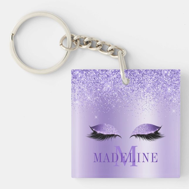 Moderne Monogramme Parties scintillant violet Lash (Devant)