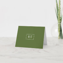 Moderne Monogramme Simple Blanc Vert Olive Foncé